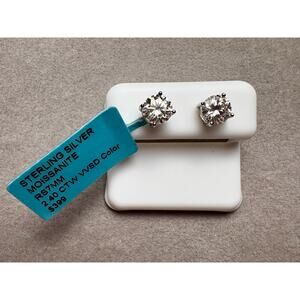 2.4CTW Moissanite Push-Back Earrings Sterling Silver